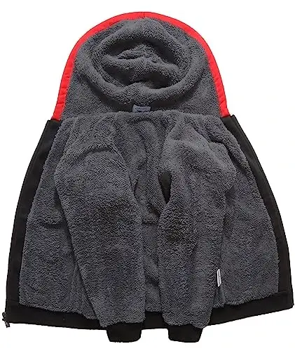 SECOOD Kids Hoodie Fleece Jacket Warm Sherpa Lined Zip Up Hooded Sweatshirt Soft Winter Coat Boys Girls School Outerwear - 2