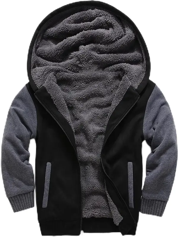 SECOOD Kids Hoodie Fleece Jacket Warm Sherpa Lined Zip Up Hooded Sweatshirt Soft Winter Coat Boys Girls School Outerwear - 6