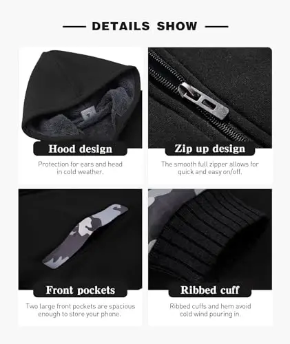 SECOOD Kids Hoodie Fleece Jacket Warm Sherpa Lined Zip Up Hooded Sweatshirt Soft Winter Coat Boys Girls School Outerwear - 4