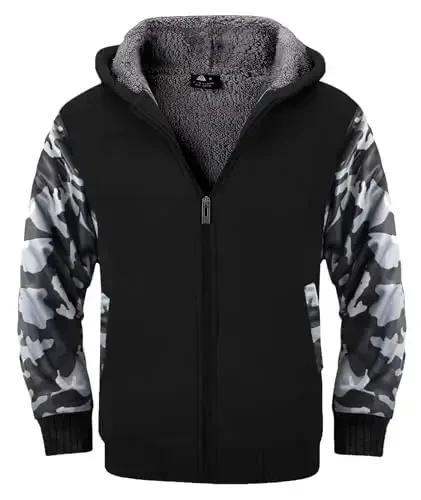 SECOOD Kids Hoodie Fleece Jacket Warm Sherpa Lined Zip Up Hooded Sweatshirt Soft Winter Coat Boys Girls School Outerwear - 1