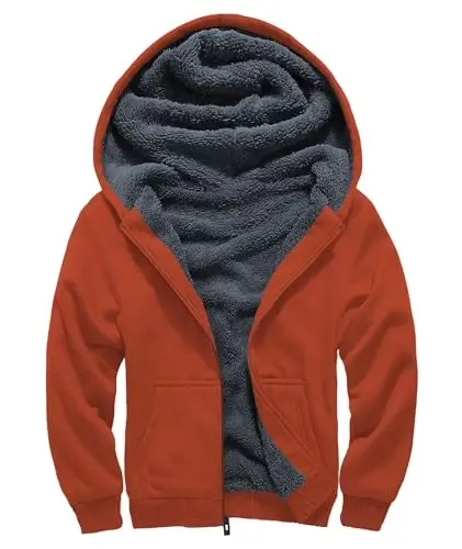 SECOOD Kids Hoodie Fleece Jacket Warm Sherpa Lined Zip Up Hooded Sweatshirt Soft Winter Coat Boys Girls School Outerwear - 1