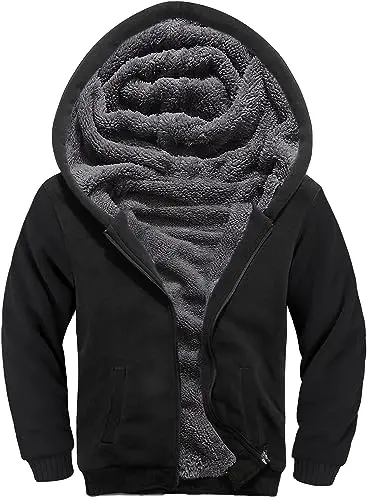 SECOOD Kids Hoodie Fleece Jacket Warm Sherpa Lined Zip Up Hooded Sweatshirt Soft Winter Coat Boys Girls School Outerwear - SECOOD (1)