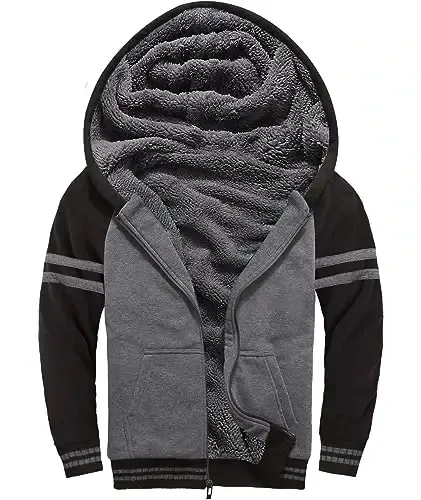 SECOOD Kids Hoodie Fleece Jacket Warm Sherpa Lined Zip Up Hooded Sweatshirt Soft Winter Coat Boys Girls School Outerwear - 1