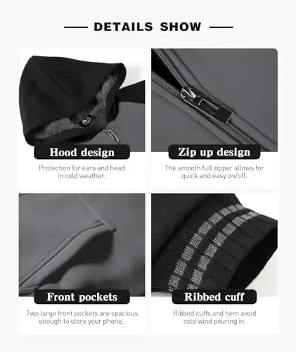 SECOOD Kids Hoodie Fleece Jacket Warm Sherpa Lined Zip Up Hooded Sweatshirt Soft Winter Coat Boys Girls School Outerwear - 3