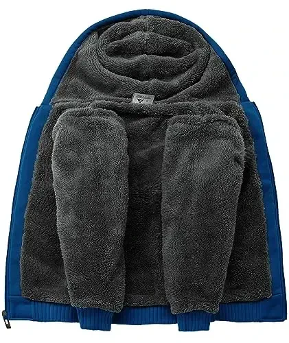 SECOOD Kids Hoodie Fleece Jacket Warm Sherpa Lined Zip Up Hooded Sweatshirt Soft Winter Coat Boys Girls School Outerwear - SECOOD (1)