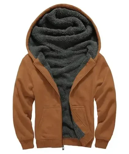 SECOOD Kids Hoodie Fleece Jacket Warm Sherpa Lined Zip Up Hooded Sweatshirt Soft Winter Coat Boys Girls School Outerwear 