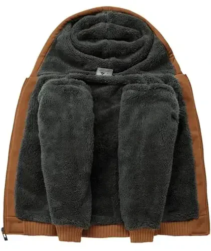 SECOOD Kids Hoodie Fleece Jacket Warm Sherpa Lined Zip Up Hooded Sweatshirt Soft Winter Coat Boys Girls School Outerwear - SECOOD (1)