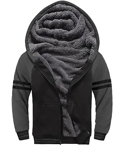 SECOOD Kids Hoodie Fleece Jacket Warm Sherpa Lined Zip Up Hooded Sweatshirt Soft Winter Coat Boys Girls School Outerwear 