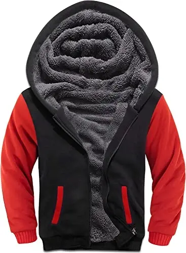 SECOOD Kids Hoodie Fleece Jacket Warm Sherpa Lined Zip Up Hooded Sweatshirt Soft Winter Coat Boys Girls School Outerwear - 2