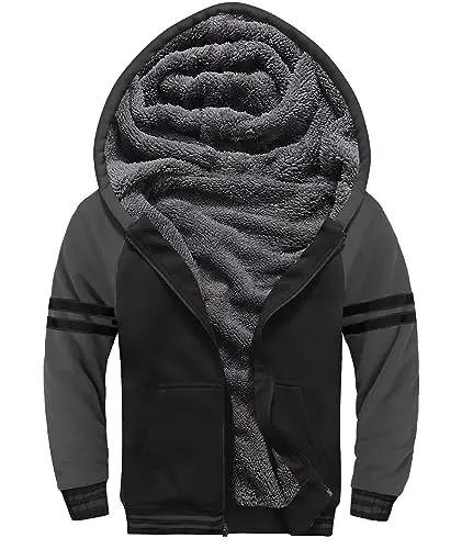 SECOOD Kids Hoodie Fleece Jacket Warm Sherpa Lined Zip Up Hooded Sweatshirt Soft Winter Coat Boys Girls School Outerwear 