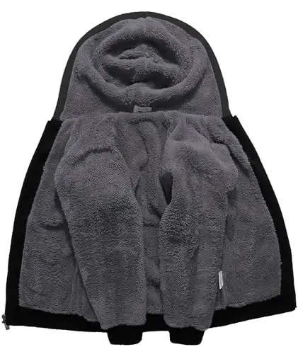 SECOOD Kids Hoodie Fleece Jacket Warm Sherpa Lined Zip Up Hooded Sweatshirt Soft Winter Coat Boys Girls School Outerwear - 2