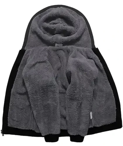 SECOOD Kids Hoodie Fleece Jacket Warm Sherpa Lined Zip Up Hooded Sweatshirt Soft Winter Coat Boys Girls School Outerwear - SECOOD (1)