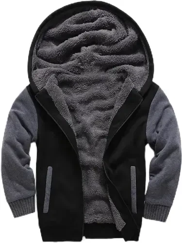 SECOOD Kids Hoodie Fleece Jacket Warm Sherpa Lined Zip Up Hooded Sweatshirt Soft Winter Coat Boys Girls School Outerwear - 6