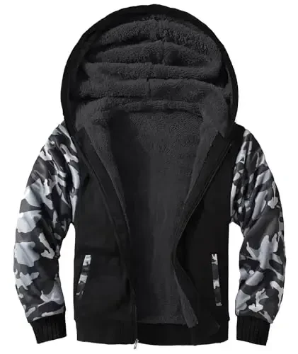 SECOOD Kids Hoodie Fleece Jacket Warm Sherpa Lined Zip Up Hooded Sweatshirt Soft Winter Coat Boys Girls School Outerwear - 3