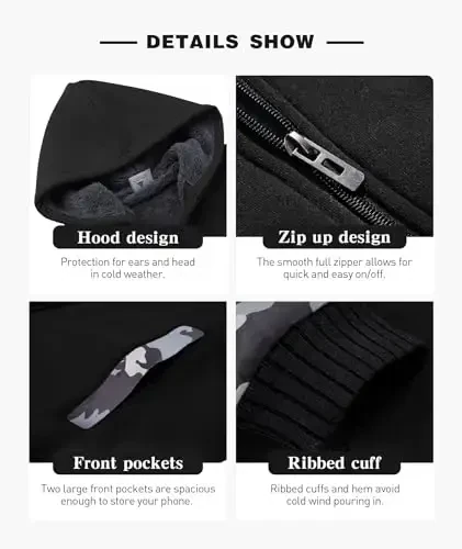 SECOOD Kids Hoodie Fleece Jacket Warm Sherpa Lined Zip Up Hooded Sweatshirt Soft Winter Coat Boys Girls School Outerwear - 4