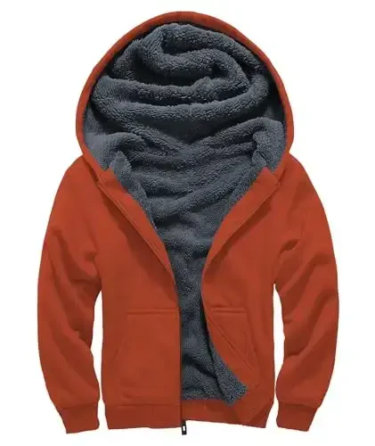 SECOOD Kids Hoodie Fleece Jacket Warm Sherpa Lined Zip Up Hooded Sweatshirt Soft Winter Coat Boys Girls School Outerwear - SECOOD