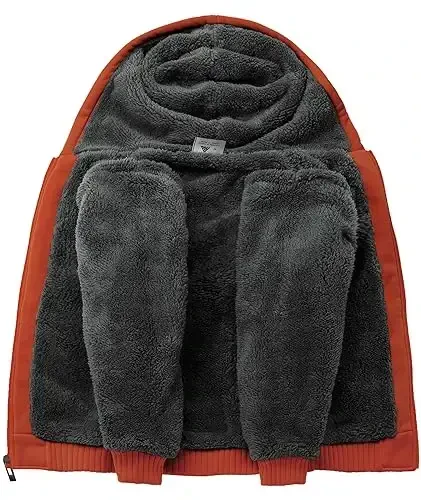 SECOOD Kids Hoodie Fleece Jacket Warm Sherpa Lined Zip Up Hooded Sweatshirt Soft Winter Coat Boys Girls School Outerwear - 2