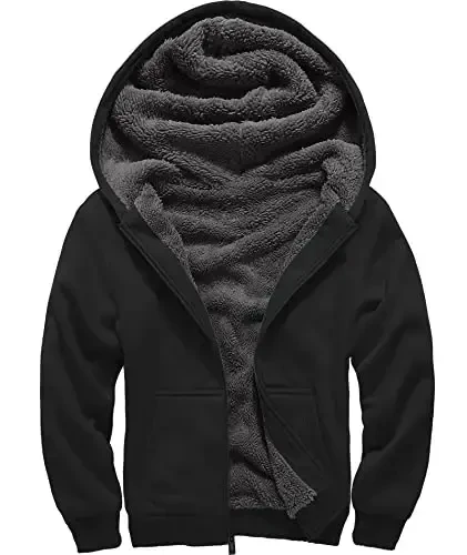 SECOOD Kids Hoodie Fleece Jacket Warm Sherpa Lined Zip Up Hooded Sweatshirt Soft Winter Coat Boys Girls School Outerwear - 2