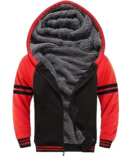 SECOOD Kids Hoodie Fleece Jacket Warm Sherpa Lined Zip Up Hooded Sweatshirt Soft Winter Coat Boys Girls School Outerwear - SECOOD