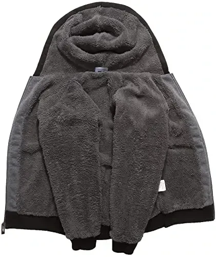SECOOD Kids Hoodie Fleece Jacket Warm Sherpa Lined Zip Up Hooded Sweatshirt Soft Winter Coat Boys Girls School Outerwear - 2