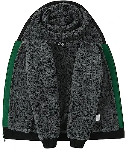SECOOD Kids Hoodie Fleece Jacket Warm Sherpa Lined Zip Up Hooded Sweatshirt Soft Winter Coat Boys Girls School Outerwear - SECOOD (1)