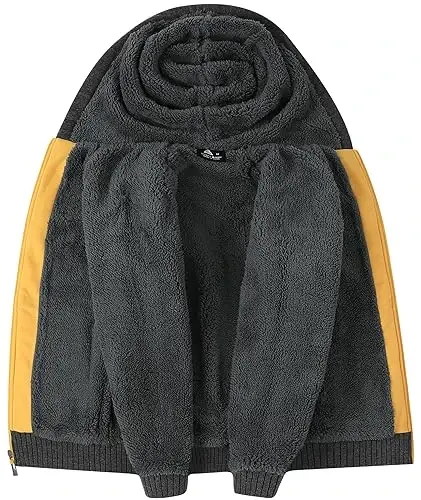 SECOOD Kids Hoodie Fleece Jacket Warm Sherpa Lined Zip Up Hooded Sweatshirt Soft Winter Coat Boys Girls School Outerwear - 4