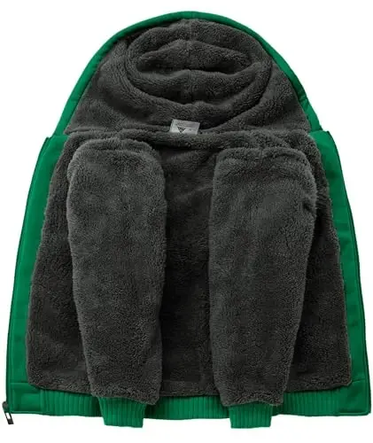 SECOOD Kids Hoodie Fleece Jacket Warm Sherpa Lined Zip Up Hooded Sweatshirt Soft Winter Coat Boys Girls School Outerwear - 3