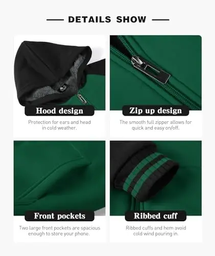 SECOOD Kids Hoodie Fleece Jacket Warm Sherpa Lined Zip Up Hooded Sweatshirt Soft Winter Coat Boys Girls School Outerwear - 5