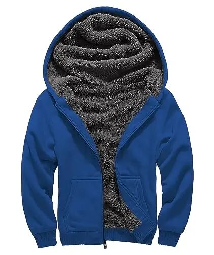 SECOOD Kids Hoodie Fleece Jacket Warm Sherpa Lined Zip Up Hooded Sweatshirt Soft Winter Coat Boys Girls School Outerwear - SECOOD