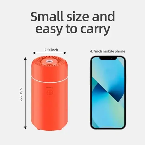 SEEDSEEL 100ML Car Essential Oil Diffuser, Mini Air Humidifier with 7-LED Color Changing, Suitable for Car (Orange) - 5