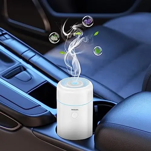 SEEDSEEL 100ML Car Diffuser Humidifier, Cool Mist Air Essential Oil Diffuser with 7-LED Color Changing, Suitable for Car - SEEDSEEL