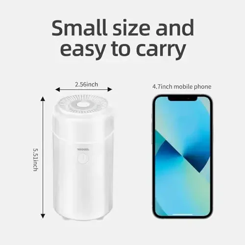 SEEDSEEL 100ML Car Diffuser Humidifier, Cool Mist Air Essential Oil Diffuser with 7-LED Color Changing, Suitable for Car - 5