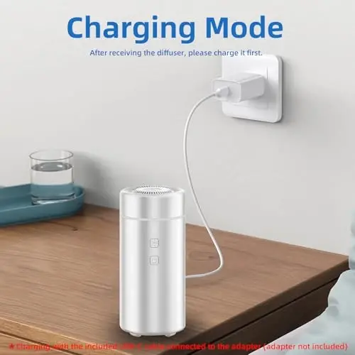 SEEDSEEL 100ML Car Essential Oil Diffuser, Rechargeable Battery Powered, Cordless Portable Aromatherapy Humidifier with 7 LED Color Lights 2 Timer Modes for Car Room Home Office (Silver) - 3