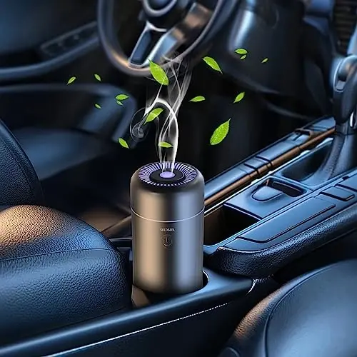 SEEDSEEL Avtomobil Aromaterapiya Diffuzorlari Efir Moylar Uchun, Mini USB Havo Hidi Kichik Namlagich 7-LED Rangli O'zgaruvchan Yorug'lik bilan Avtomobil Xona Uy Ofis Yotoq Xonasi Uchun - 1