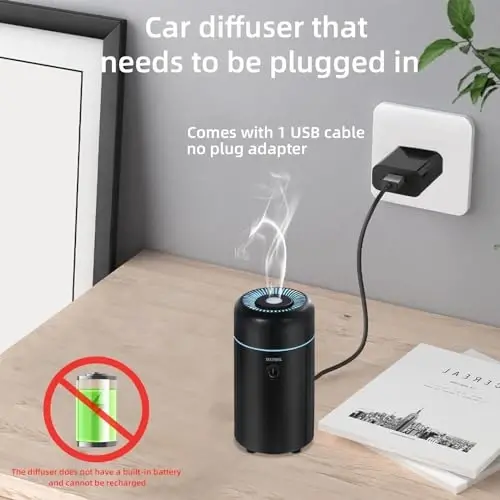 SEEDSEEL Avtomobil Aromaterapiya Diffuzorlari Efir Moylar Uchun, Mini USB Havo Hidi Kichik Namlagich 7-LED Rangli O'zgaruvchan Yorug'lik bilan Avtomobil Xona Uy Ofis Yotoq Xonasi Uchun - 2
