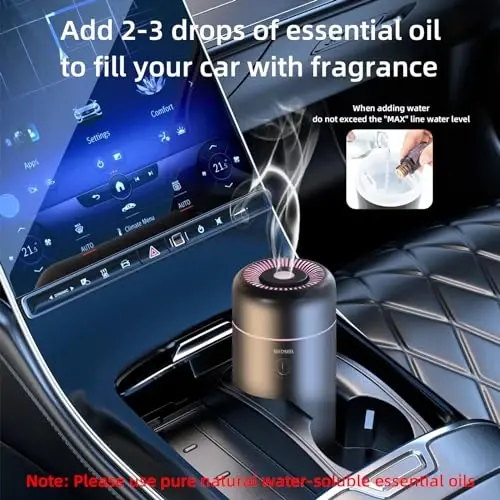 SEEDSEEL Avtomobil Aromaterapiya Diffuzorlari Efir Moylar Uchun, Mini USB Havo Hidi Kichik Namlagich 7-LED Rangli O'zgaruvchan Yorug'lik bilan Avtomobil Xona Uy Ofis Yotoq Xonasi Uchun - 4