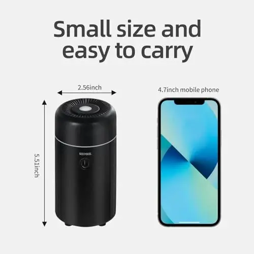 SEEDSEEL Avtomobil Aromaterapiya Diffuzorlari Efir Moylar Uchun, Mini USB Havo Hidi Kichik Namlagich 7-LED Rangli O'zgaruvchan Yorug'lik bilan Avtomobil Xona Uy Ofis Yotoq Xonasi Uchun - 5