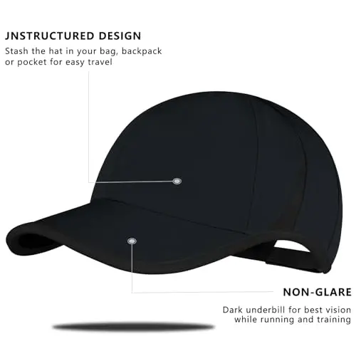 SEEK SURE Black Baseball Cap Men's Dry Fit Hat Lightweight Running Hats Women Ball Caps - 1