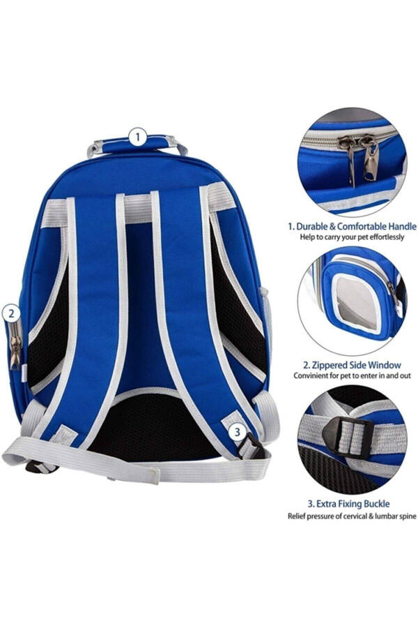 Şeffaf Astronot Kedi Köpek Taşıma Sırt Çantası Mavi - 3