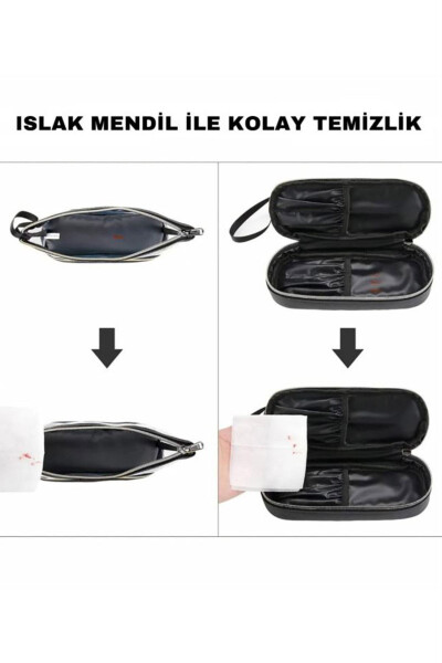 Şeffaf İki Bölmeli Makyaj Çantası - Siyah - WOYS BAGS (1)