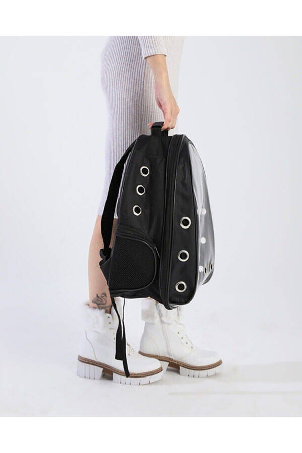 Şeffaf Kırılmaz Cam 15 Hava Kanallı Kedi Köpek Kuş Evcil Hayvan Taşıma Sırt Çanta - 2