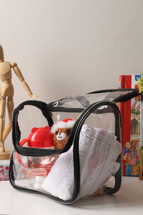 Şeffaf Makyaj Çantası Geniş Hazneli Çok Amaçlı Makyaj Plaj Islak Çanta - 6