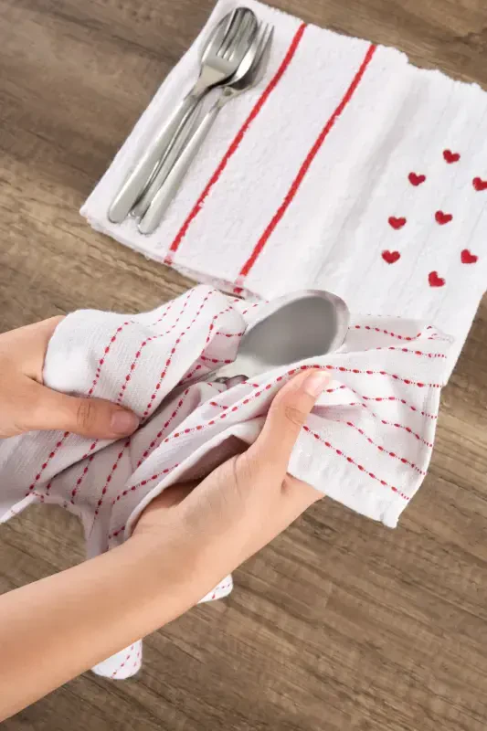 Seher (3 Towels + Basket) Kitchen and Hand&Face Towel Set 30x50 cm. -Basket Love - 4