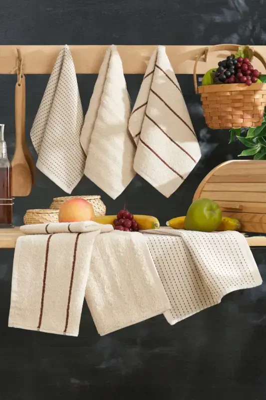 Seher 6-Piece Kitchen and Hand & Face Towel Set 30x50 cm. - 1