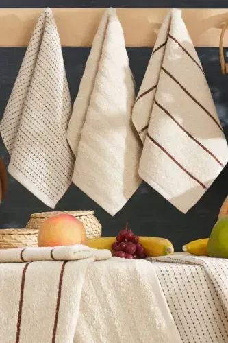 Seher 6-Piece Kitchen and Hand & Face Towel Set 30x50 cm. - 2