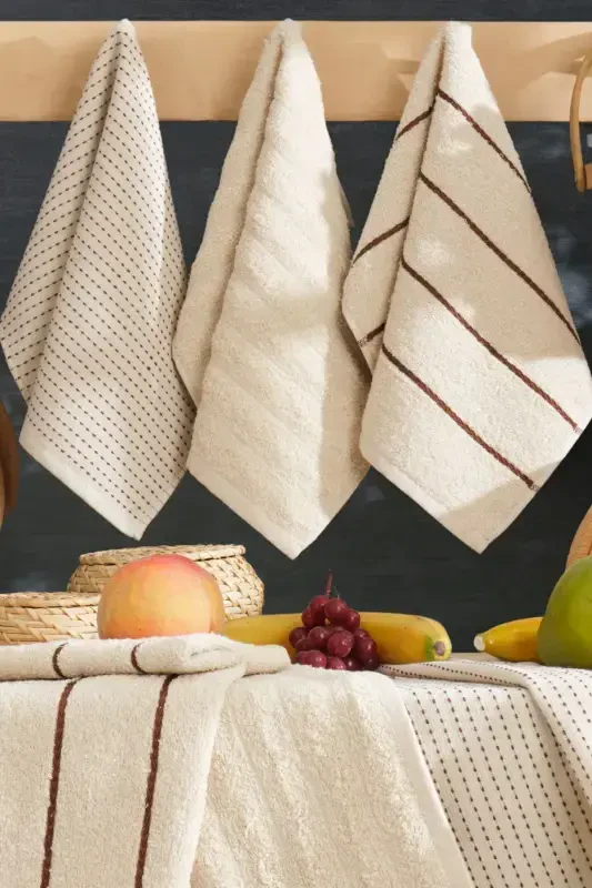 Seher 6-Piece Kitchen and Hand & Face Towel Set 30x50 cm. - 2