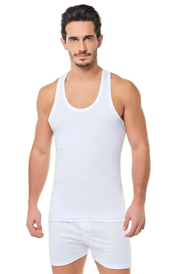 Seher Yıldız Men's White 6-Pack Ribbed Sports Tank Top 100% Cotton and Quality - 1