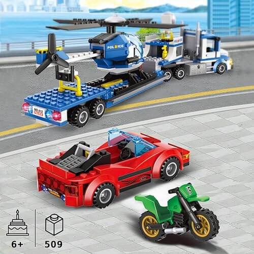 City Police Truck and Trailer Building Set, Compatible with Lego, 509 Pcs, Gift for Boys Aged 6-12 - 30