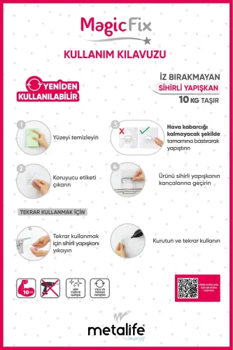 Sehrli Fix Sehrli Yopishqoq Qora Laminatli To'rtburchak Hammom Rafı - 11x24 Sm - 4
