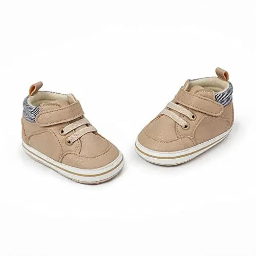 Sekantrol Baby Boys Girls First Walker Crib Newborn Shoes, Soft Rubber Sole Infant Sneakers Fashion High-Top Non-Slip Toddler Dress Moccasins Shoes - 2